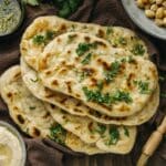 Homemade naan served with curry