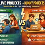 "Live Projects vs Dummy Projects – What’s Better for Digital Marketing Students career growth and skills."