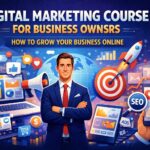 Business owner learning digital marketing strategies to grow business online.