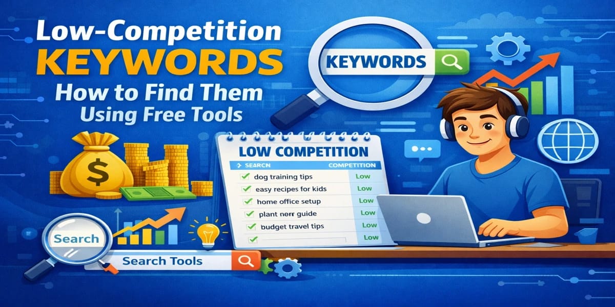 Low-competition keywords research using free SEO tools for beginners
